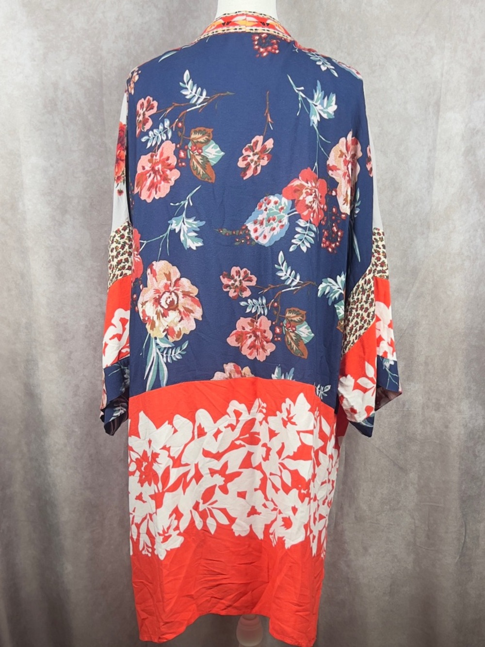 John Mark Kimono Womens 1X Multicolor Floral Artsy Open Front Cardigan Boho - Picture 3 of 11